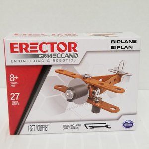 Erector by Meccano - BIPLANE Metal Model Building Kit Boy Toy Arts/Crafts-27 pcs